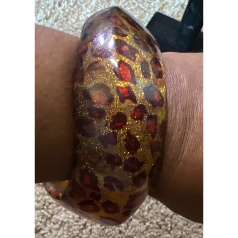 Leopard Lucite Vintage Wide Bracelet